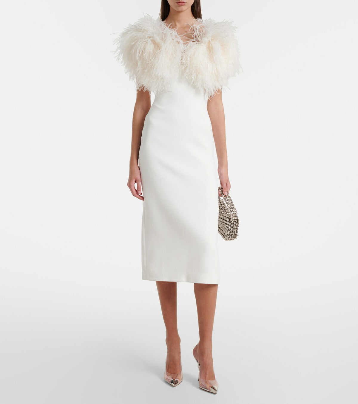 David Koma Feather-trimmed cocktail dress