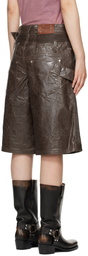 Andersson Bell Brown Sunbird Panel Faux-Leather Shorts