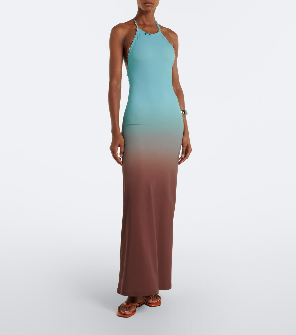 Christopher Esber Beach Quartz Halter embellished maxi dress