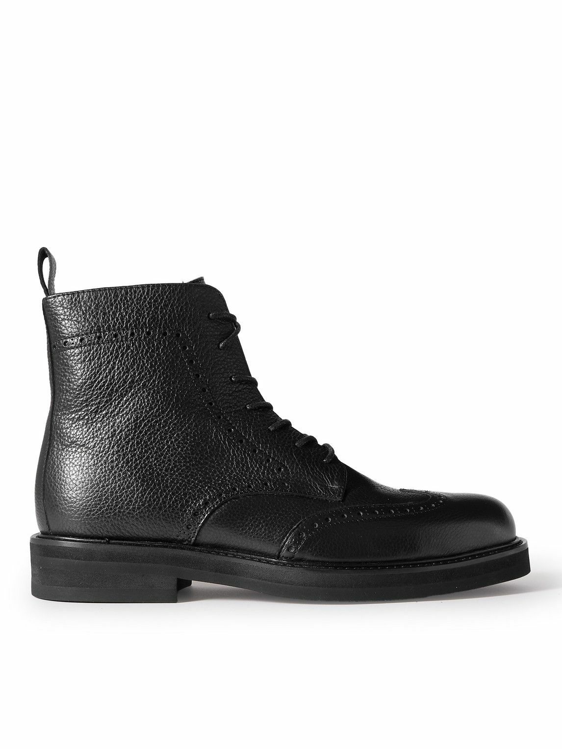 Photo: Mr P. - Jacques Full-Grain Leather Brogue Boots - Black