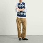Beams Plus Men's Mohair Argyle Knit Vest in Navy