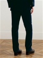 Richard James - Straight-Leg Cotton-Velvet Tuxedo Trousers - Blue