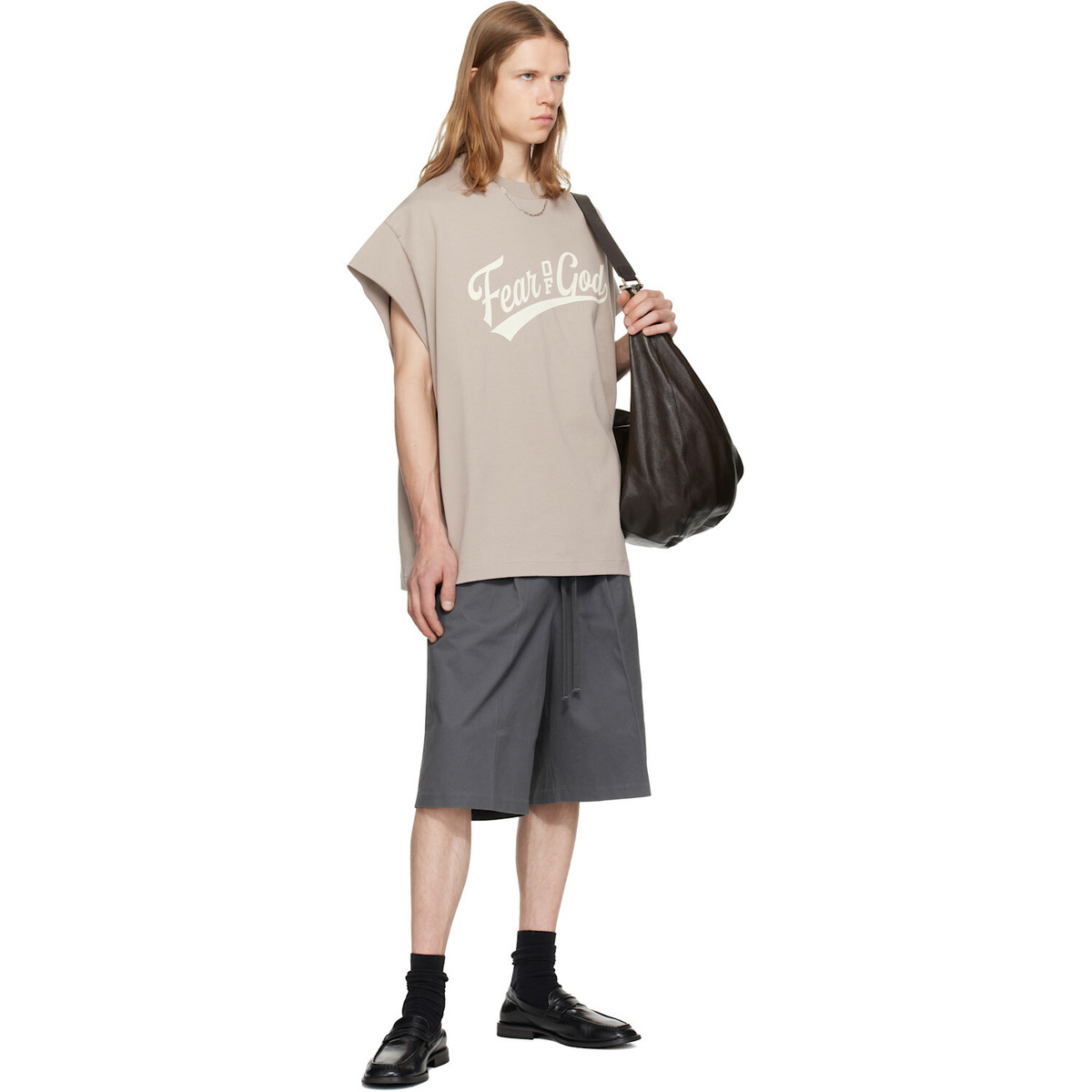 Fear of God ESSENTIALS Gray Cut Off 90's T-shirt