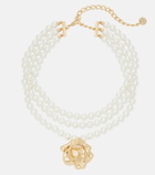 Self-Portrait Crystal-embellished floral choker