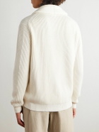 Thom Sweeney - Shawl-Collar Ribbed Wool Cardigan - White