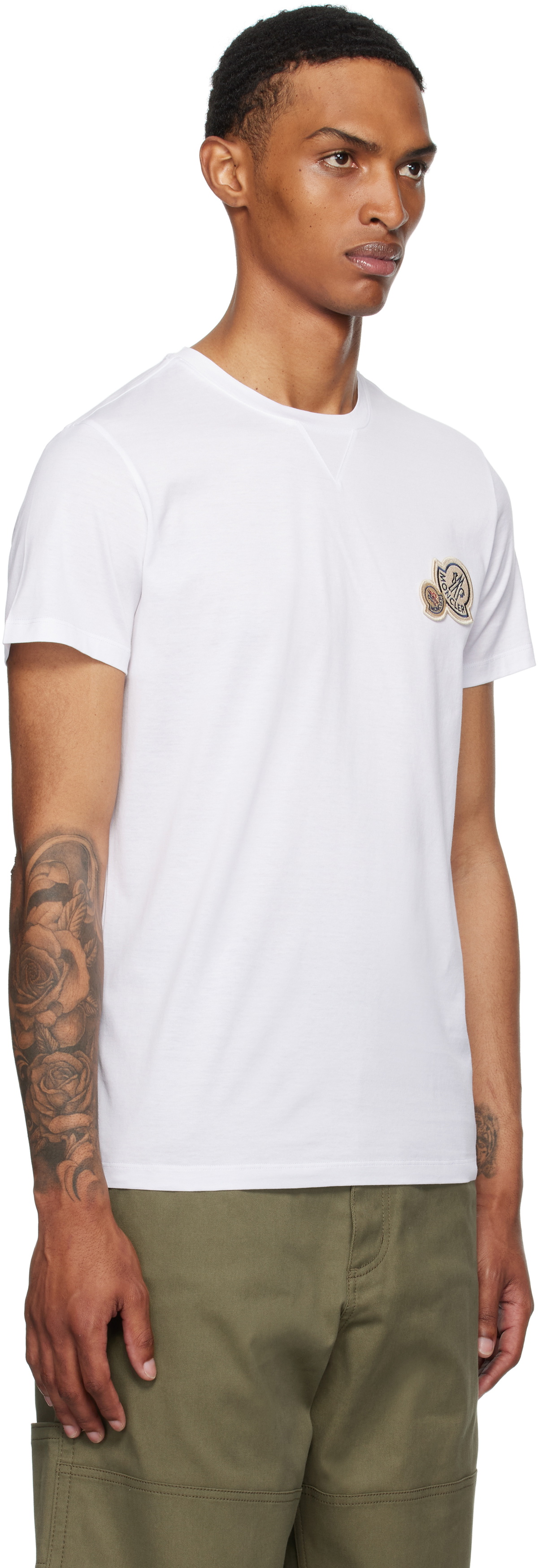 Moncler White Double Logo Patch Cotton T-shirt Moncler