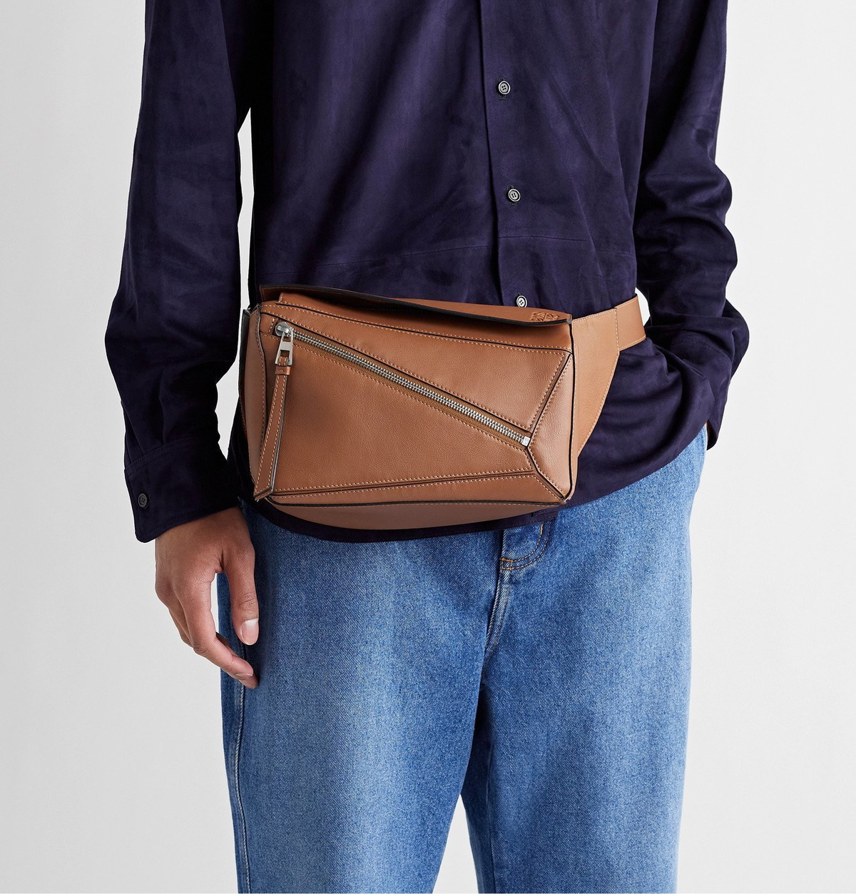 Puzzle Mini Leather Belt Bag in Brown - Loewe