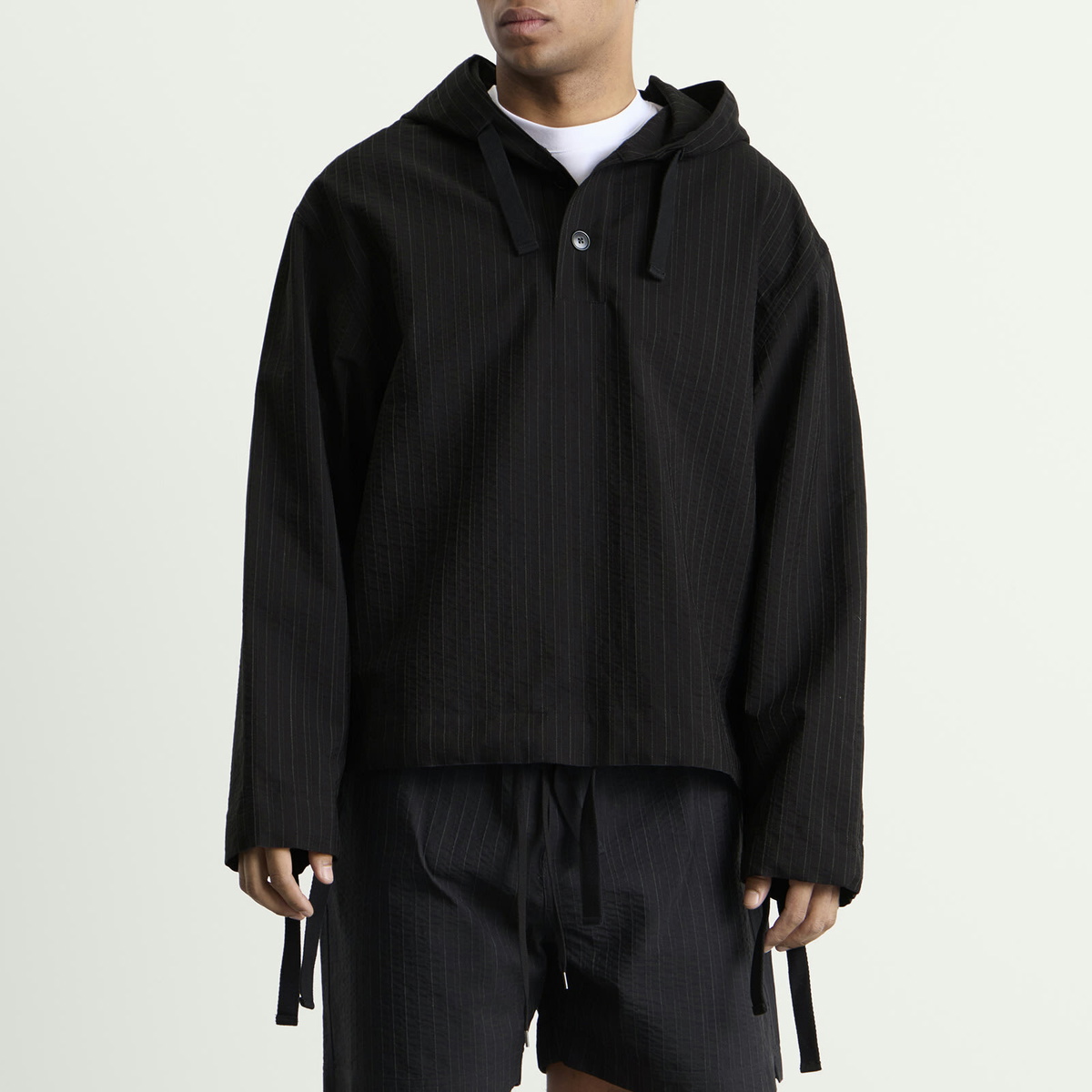 Studio Nicholson Men's Almes Hooded Pullover in Black