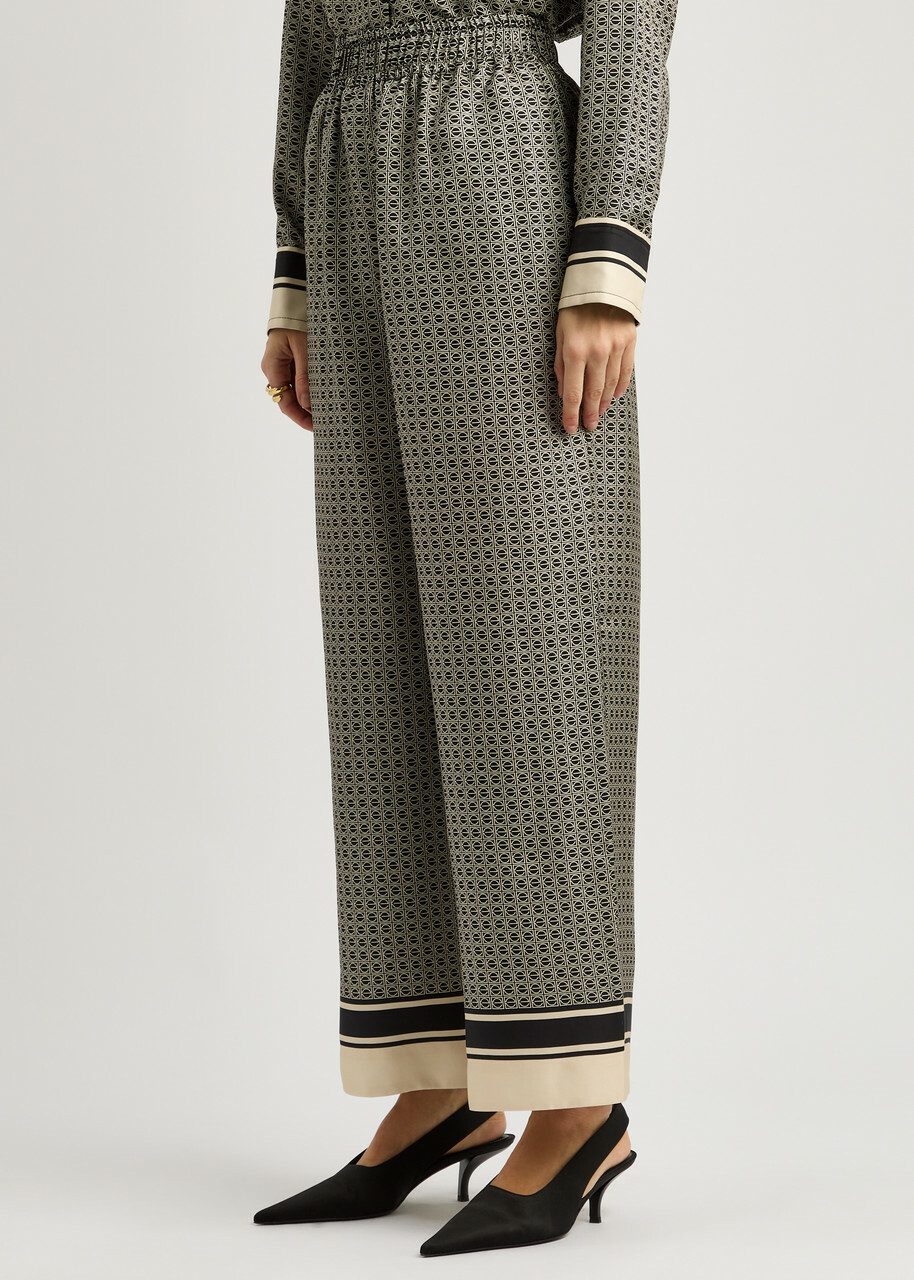 Esse Studios Signat Monogram Silk Trousers Black