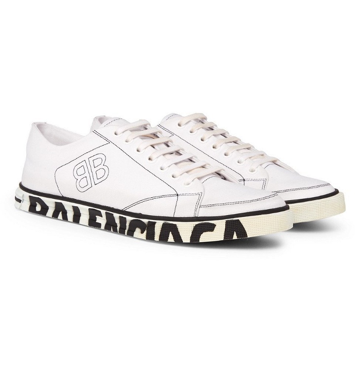 Photo: Balenciaga - Match Logo-Print Canvas Sneakers - Men - White