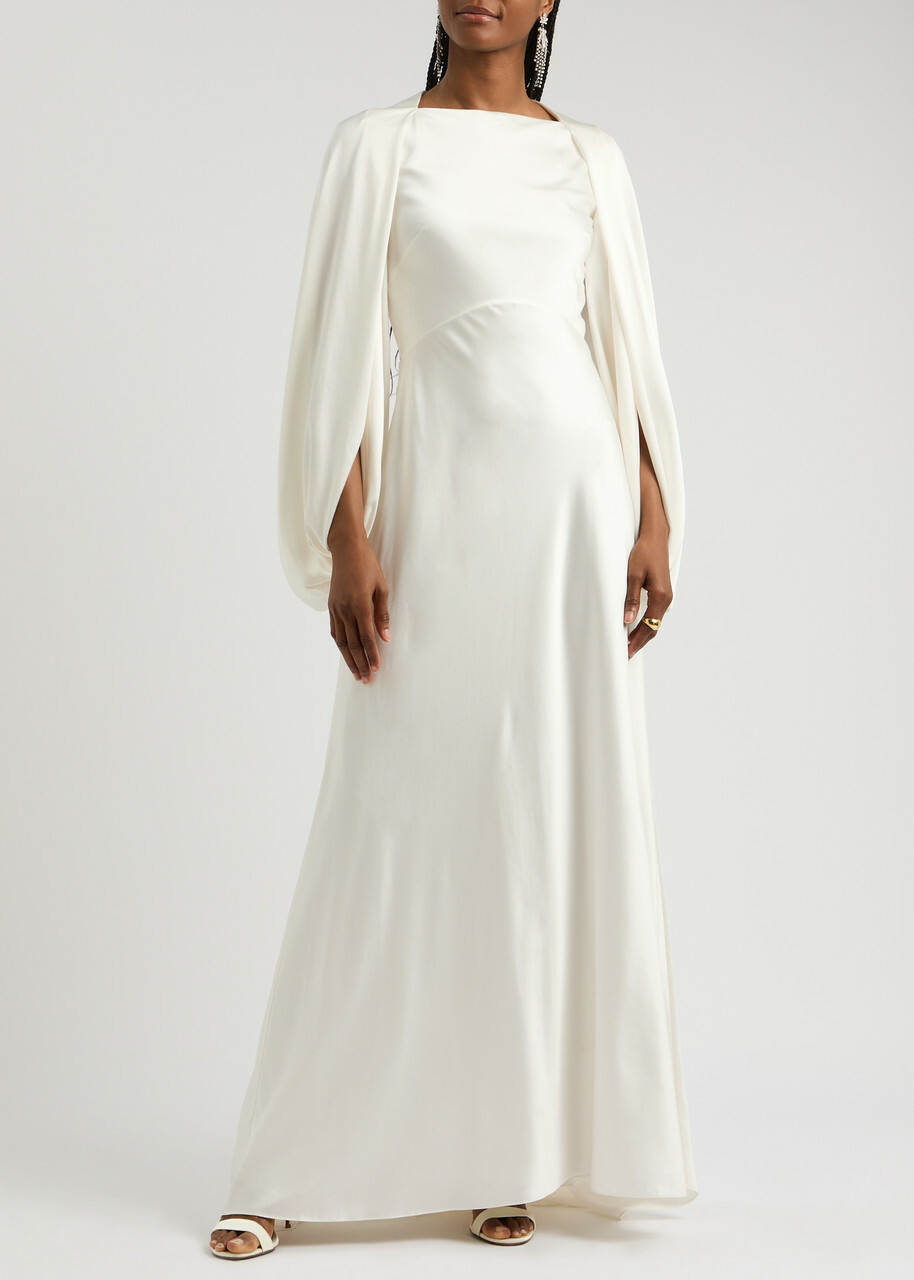 Roksanda Kami Cape-effect Silk-satin Gown Ivory Roksanda