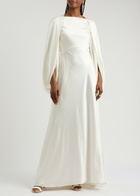 Roksanda Kami Cape-effect Silk-satin Gown Ivory
