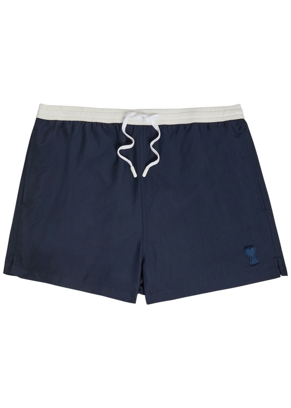 Photo: Ami Paris Logo-appliquéd Woven Swim Shorts Navy