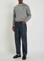 Ami Paris Logo-embroidered Wool Jumper Grey