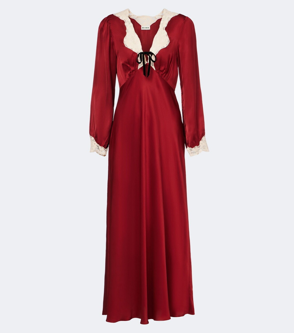 Rixo Larah lace-trimmed satin maxi dress