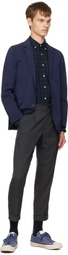 BEAMS PLUS Navy & Green Button Down Shirt