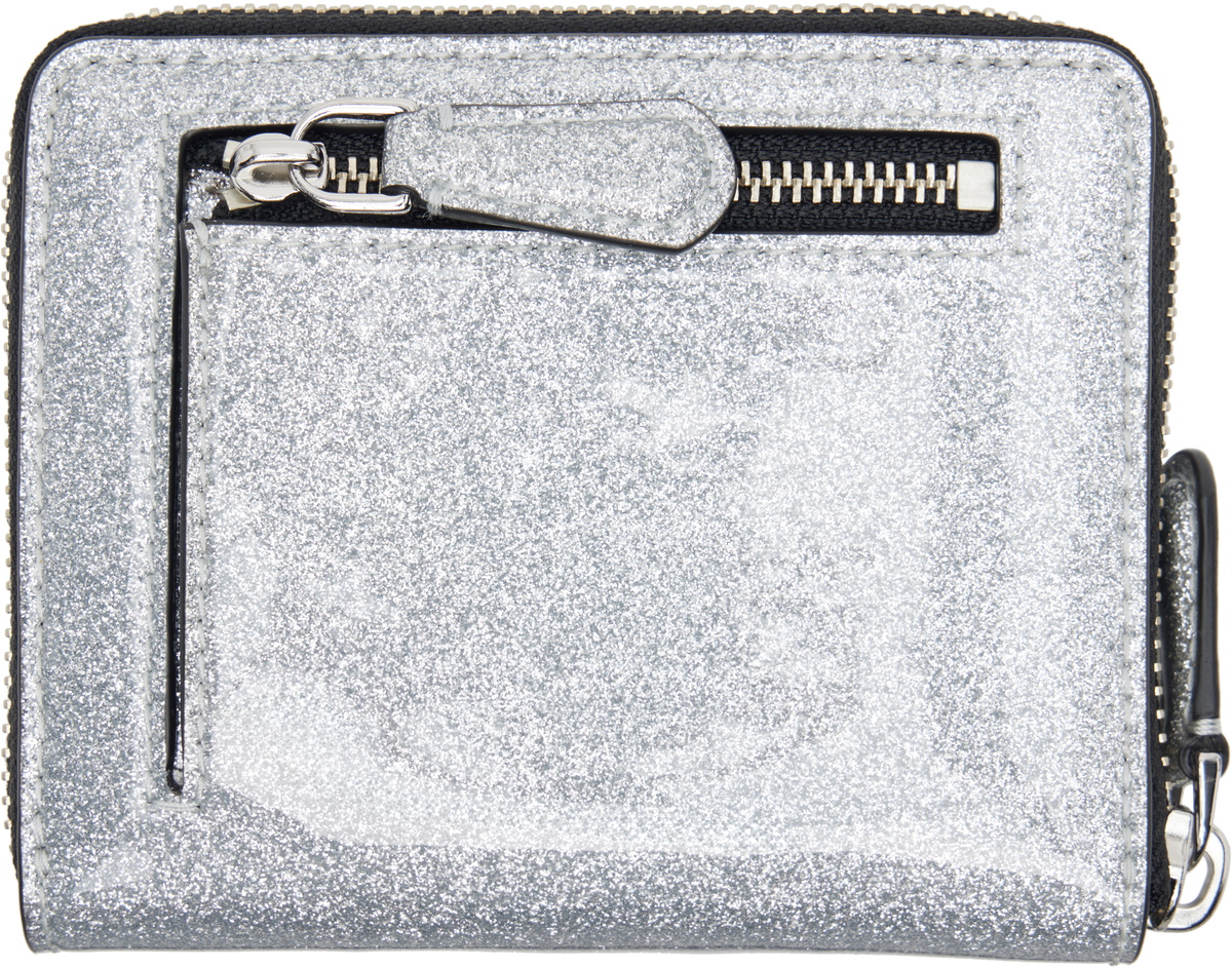 Marc Jacobs Silver 'The Coated Glitter Everyday Slim Compact' Wallet