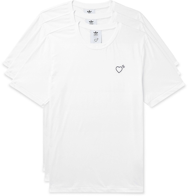 Photo: adidas Consortium - Human Made Three-Pack Logo-Print Cotton-Jersey T-Shirts - White