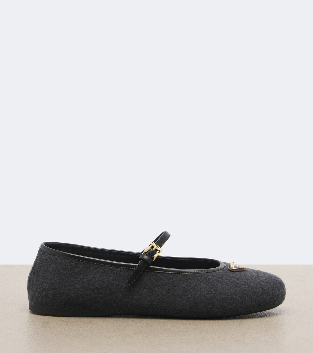 Prada Leather-trimmed cashmere Mary Jane flats