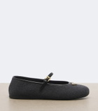 Prada Leather-trimmed cashmere Mary Jane flats
