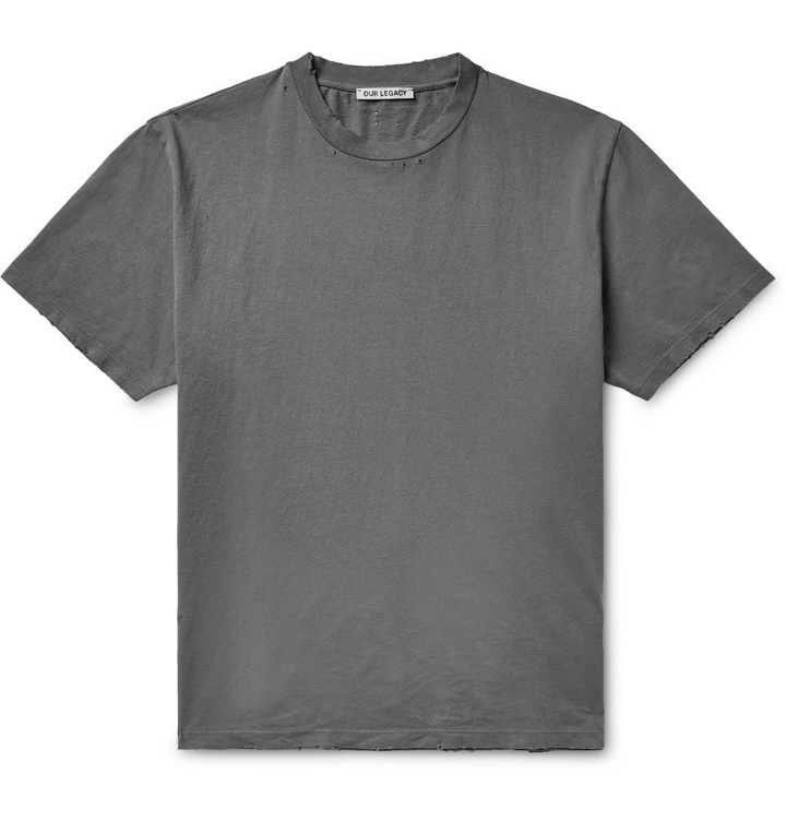 Photo: Our Legacy - Distressed Cotton-Jersey T-Shirt - Gray