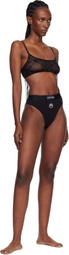Marine Serre Black Recycled Mesh Flock Bralette