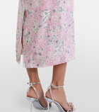 Alessandra Rich Floral peplum silk midi dress