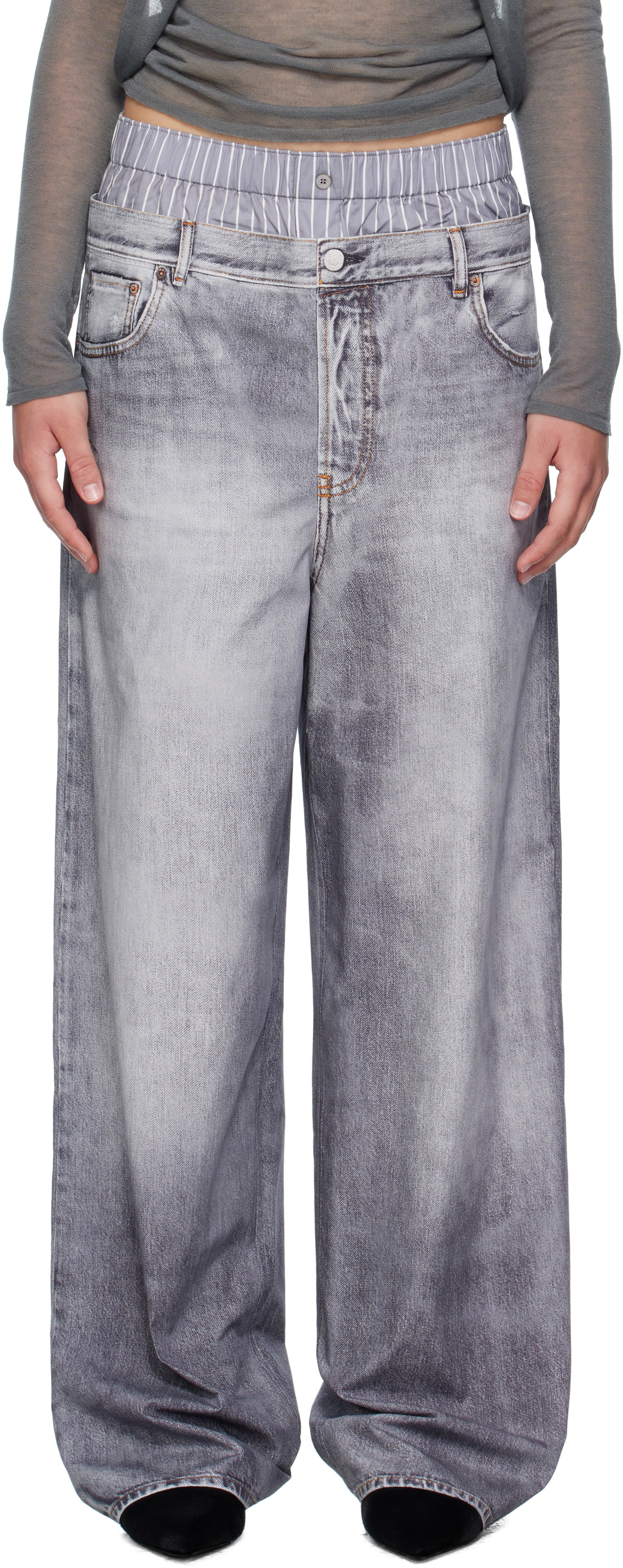 Acne Studios Gray Printed Trousers