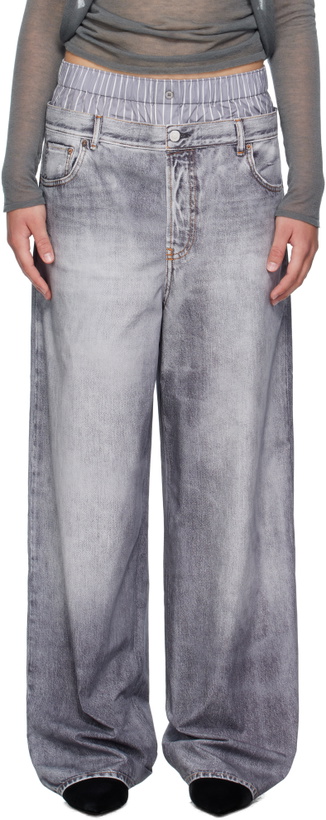 Photo: Acne Studios Gray Printed Trousers