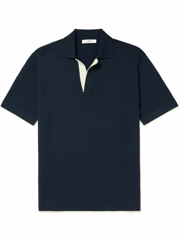 Photo: Mr P. - Contrast-Trimmed Merino Wool Polo Shirt - Blue