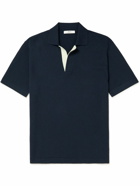 Mr P. - Contrast-Trimmed Merino Wool Polo Shirt - Blue