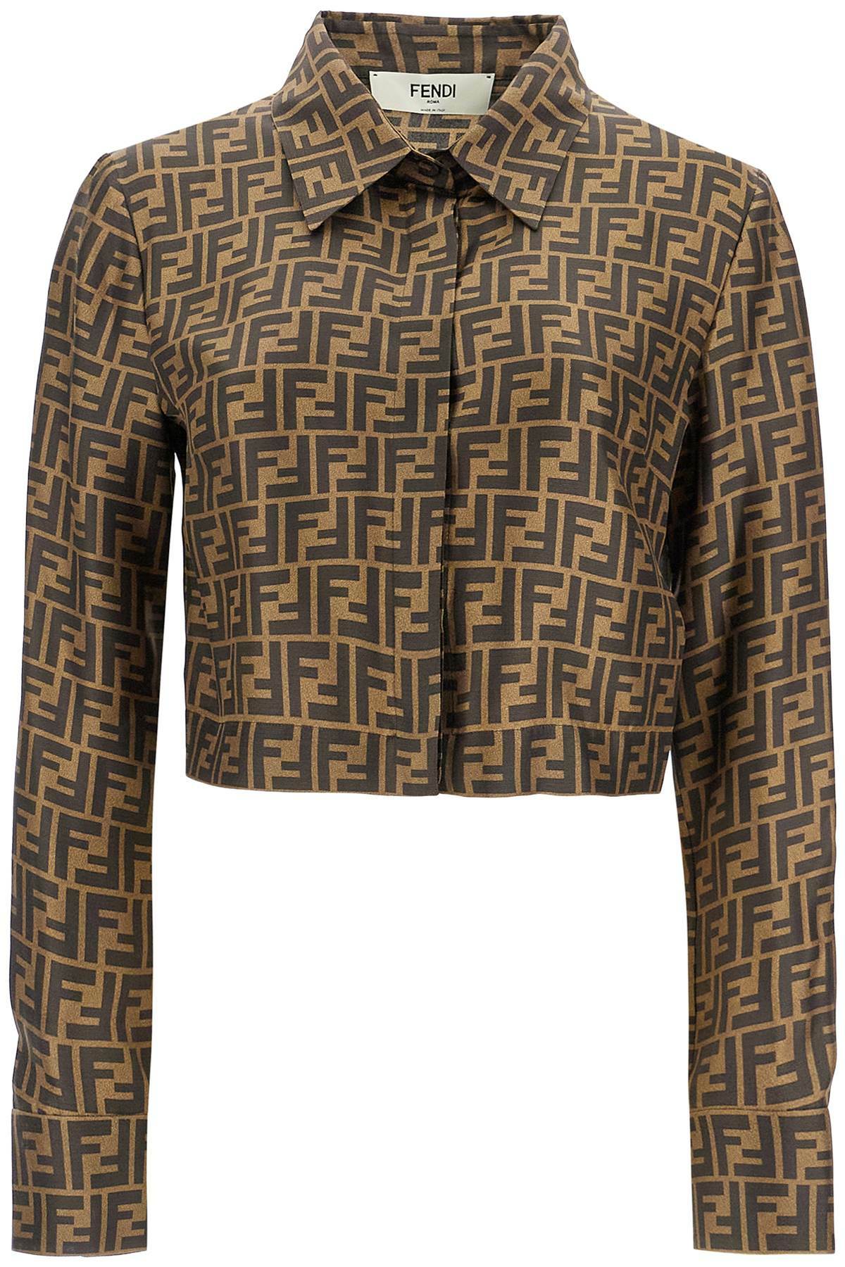 FENDI トップス FENDI silk cropped shirt in ff set Brown Fendi