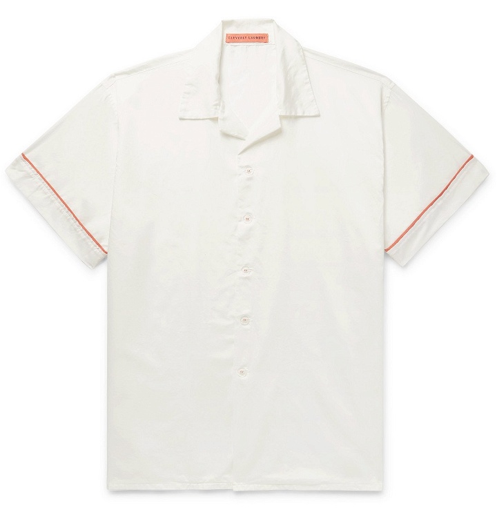 Photo: Cleverly Laundry - Piped Garment-Dyed Washed-Cotton Pyjama Shirt - White