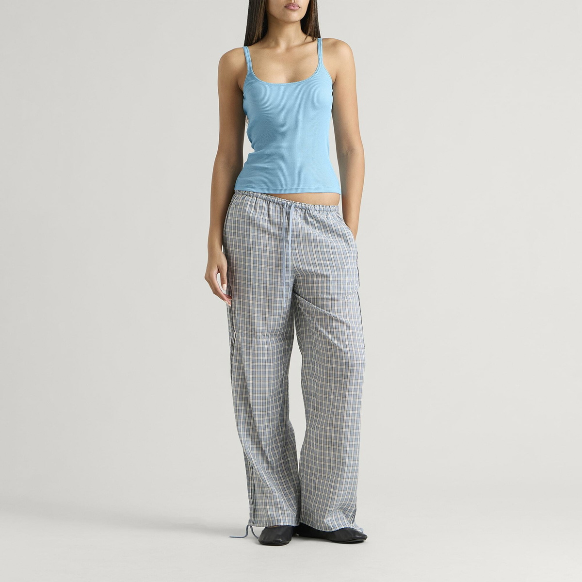 Fruity Booty Women's Lace Trim Tank Top in Blue