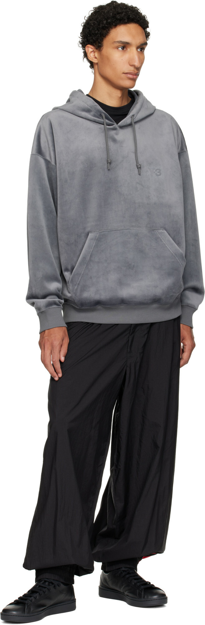 Y-3 Gray Velvet Corduroy Hoodie