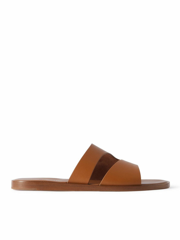 Photo: Loro Piana - Pilat Plain Walk Cutout Leather Sandals - Brown