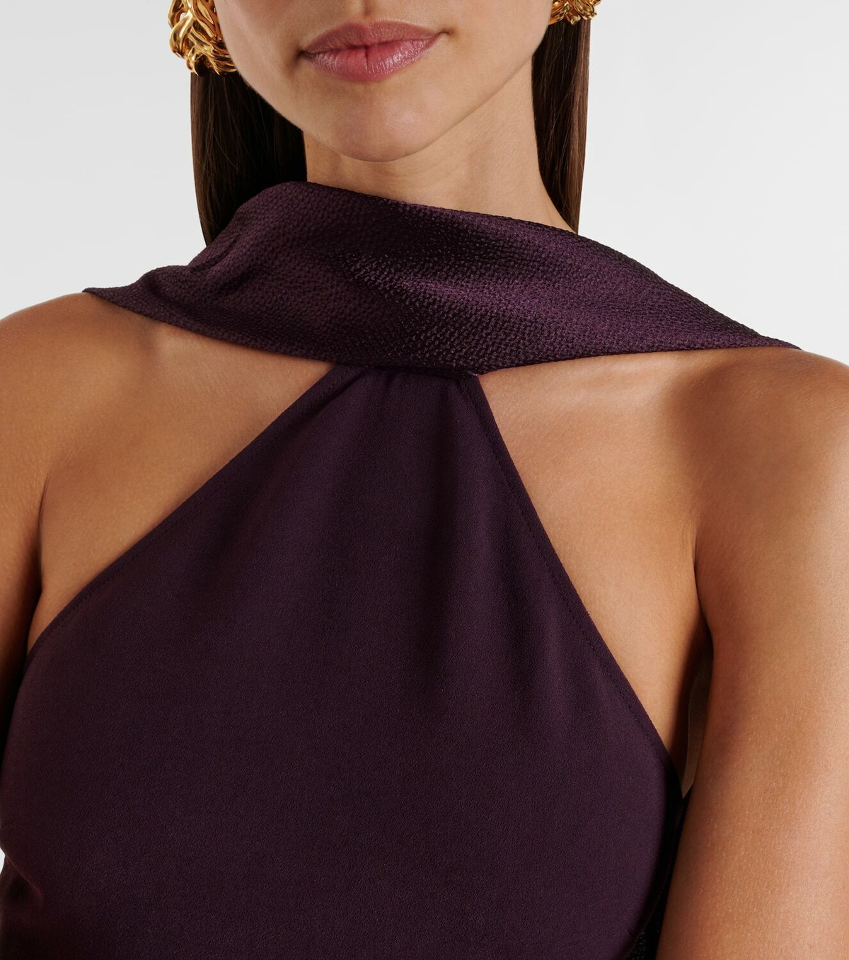Solace London Ophelia cape-detail halterneck gown