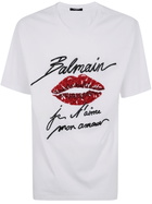 Balmain & Lips Embroid T-Shirt - Reg Fit in White