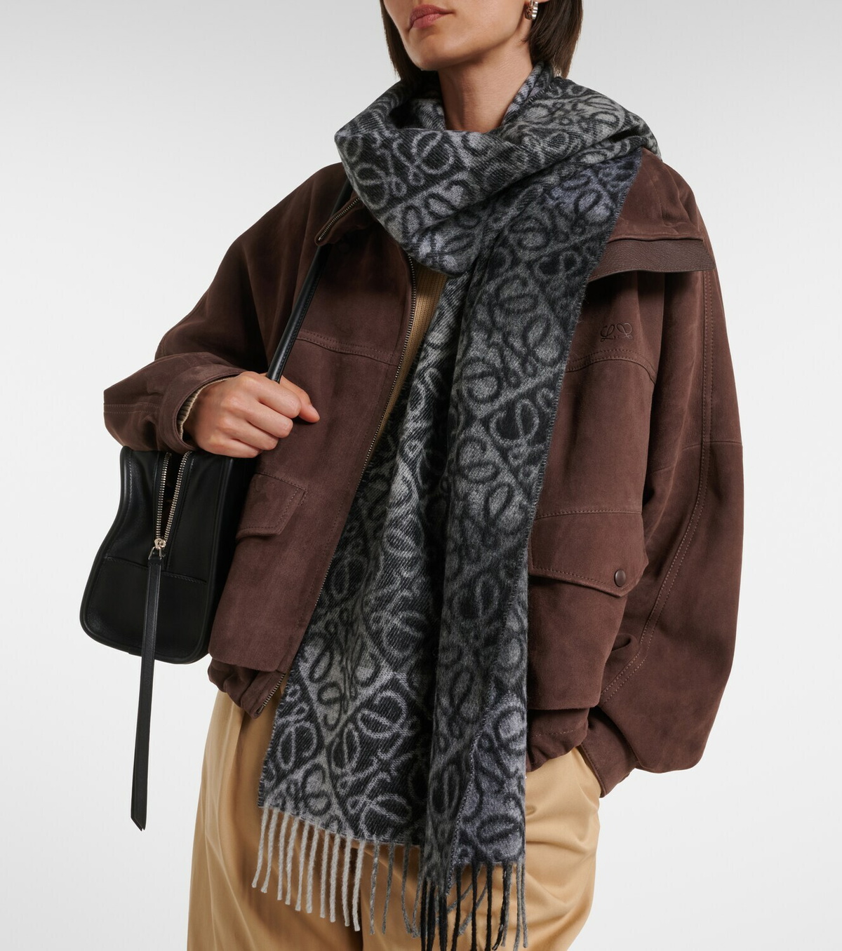 Loewe Anagram wool and cashmere scarf