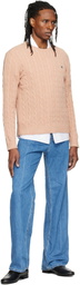 Valentino Pink Cable-Knit Wool Sweater
