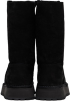 Y's Black Nubuck Leather Slip-On Boots