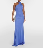 Alex Perry Scarf-detail open-back jersey gown