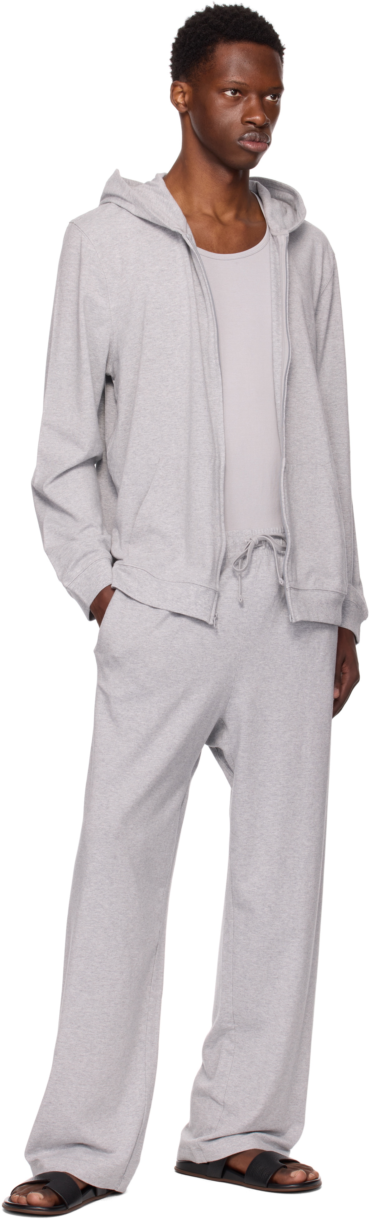 SKIMS Gray Jersey Lounge Zip Up Hoodie