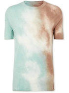 Satisfy - Distressed Tie-Dyed CloudMerino Wool-Jersey T-Shirt - Blue