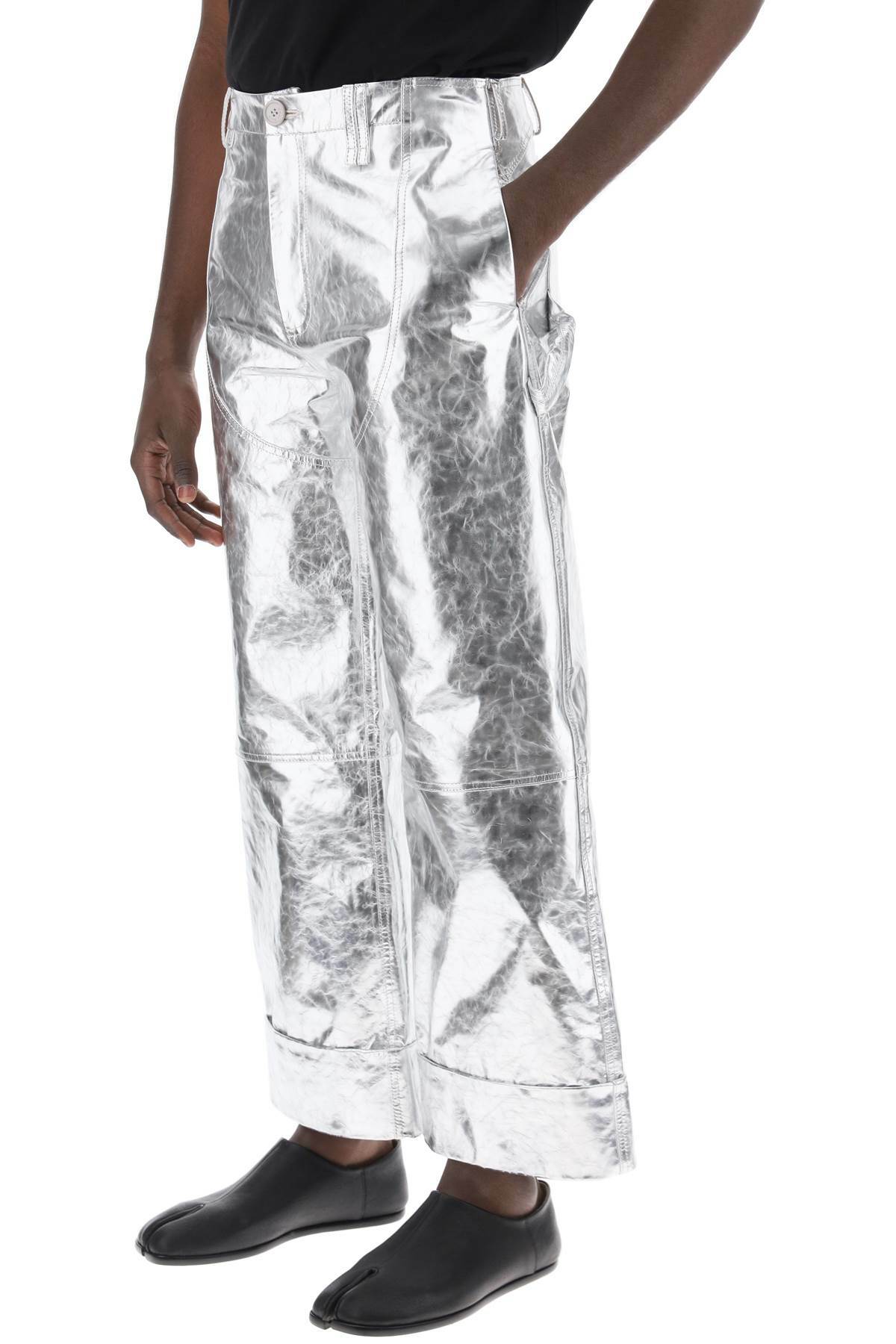 SIMONE ROCHA laminated leather pants with folded hem Silver Simone Rocha