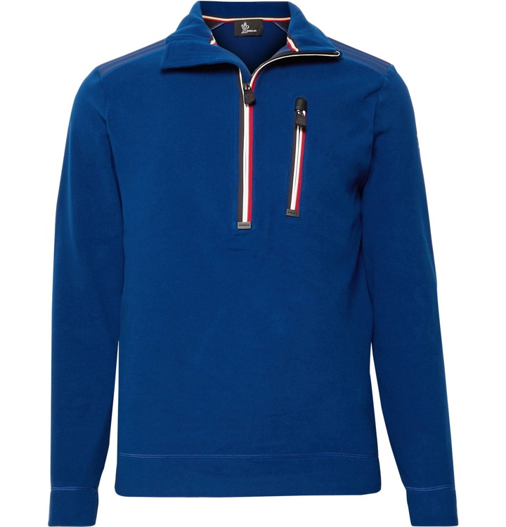 Photo: Moncler Grenoble - Shell-Trimmed Fleece Half-Zip Base Layer - Blue