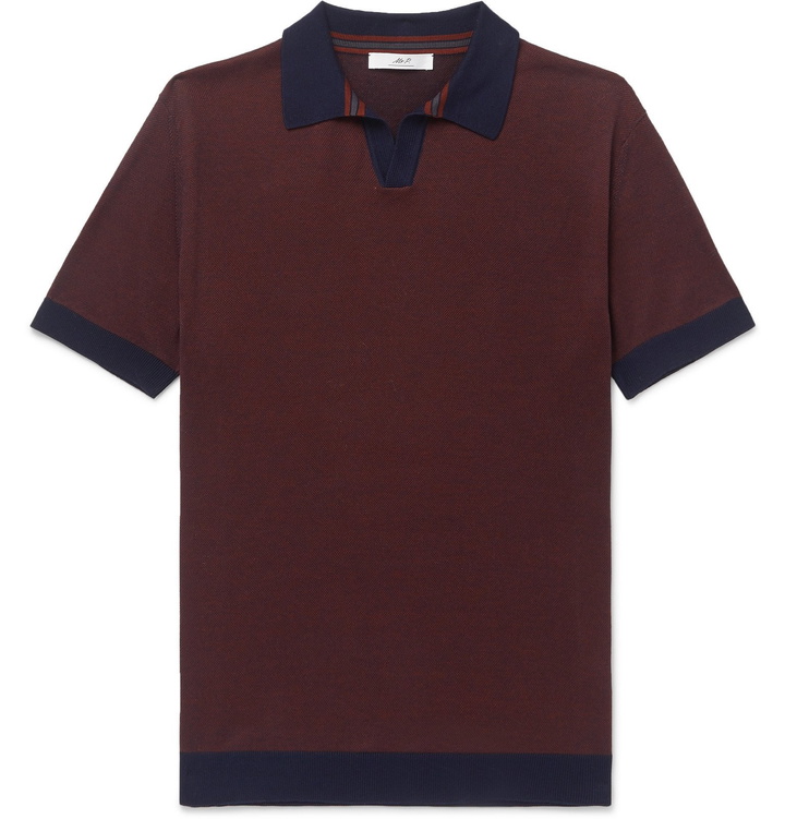 Photo: Mr P. - Knitted Cotton-Piqué Polo Shirt - Burgundy