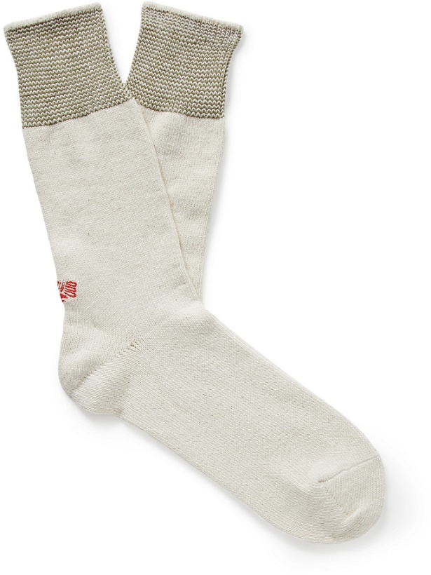 Photo: ANONYMOUS ISM - Mayo Birdseye Mélange Recycled Cotton-Blend Socks - Neutrals