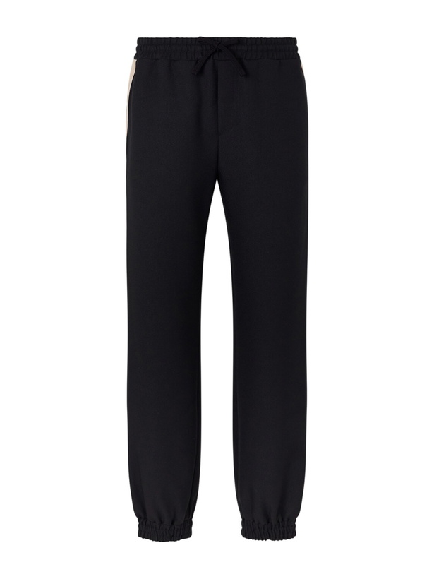 Photo: Valentino Garavani - Tapered Logo-Appliqued Striped Drill Sweatpants - Black