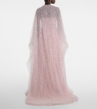 Marmar Halim Caped pleated bustier gown